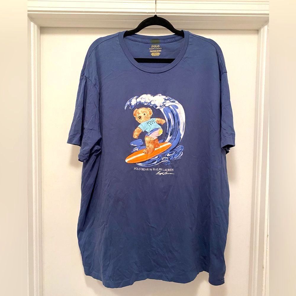 Polo Ralph Lauren Polo Bear Shirt men’s 2XB Blue SURFING preppy beach Plus size